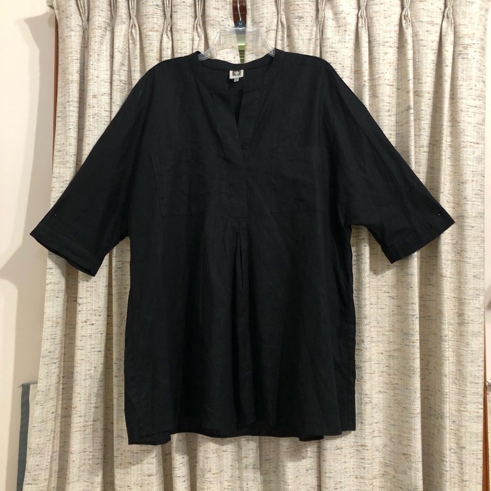 Anne Klein Linen Blend 3/4 Sleeve V-Neck Tunic